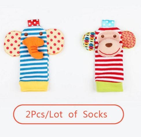 0-12 Months Soft Animal Rattle Infant Newborn Plush Sock Baby Toy Wrist Strap Baby Foot Socks - fadidesign