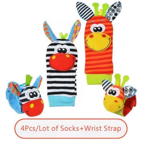 0-12 Months Soft Animal Rattle Infant Newborn Plush Sock Baby Toy Wrist Strap Baby Foot Socks - fadidesign