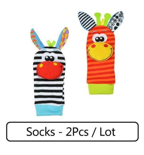 0-12 Months Soft Animal Rattle Infant Newborn Plush Sock Baby Toy Wrist Strap Baby Foot Socks - fadidesign