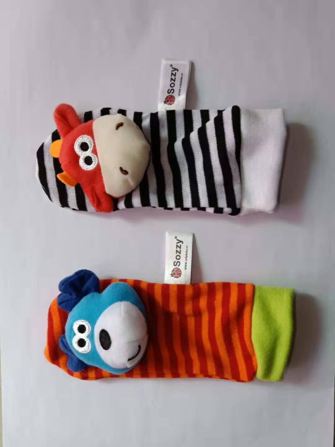 0-12 Months Soft Animal Rattle Infant Newborn Plush Sock Baby Toy Wrist Strap Baby Foot Socks - fadidesign