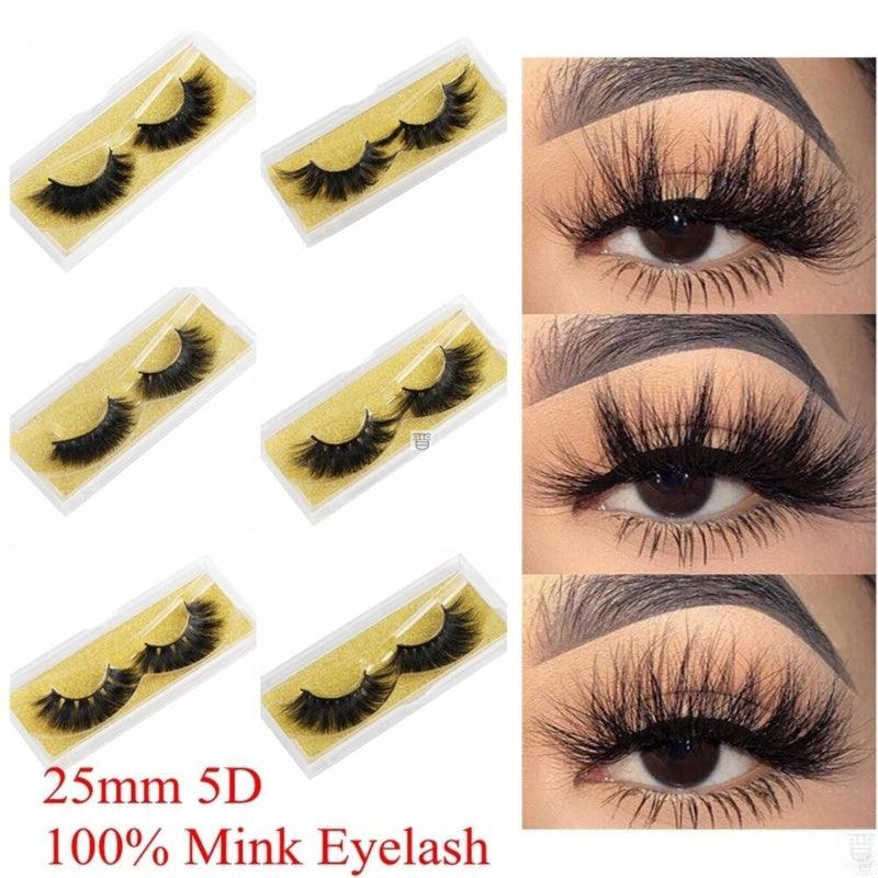 100% Mink Eyelashes 25mm Wispy Fluffy Fake Lashes - fadidesign