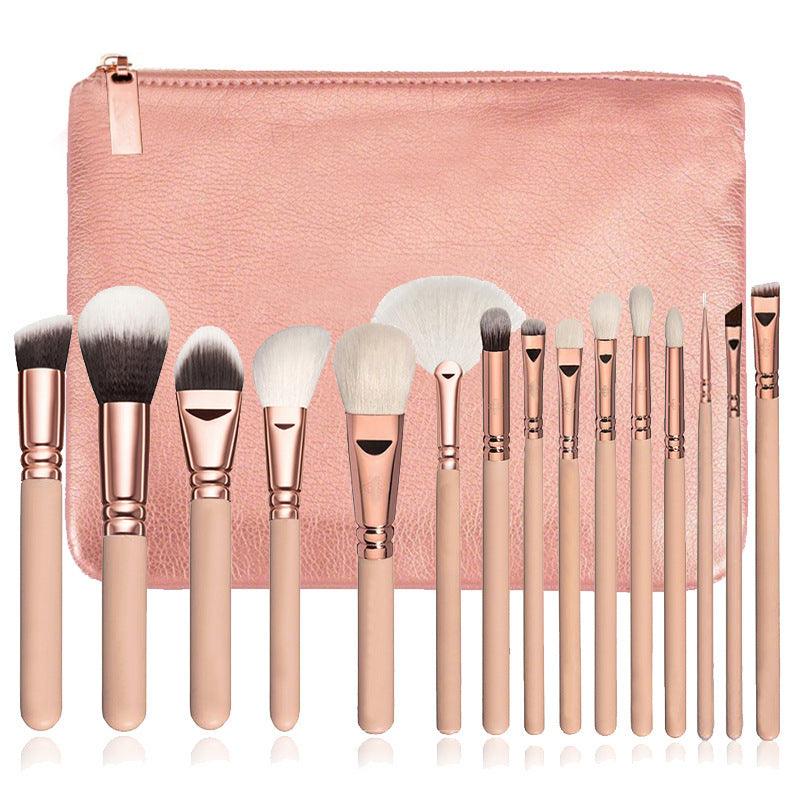 15 Makeup Brush With Bag Rose Gold Makeup Brush Multi-function Makeup Tool Set - fadidesign