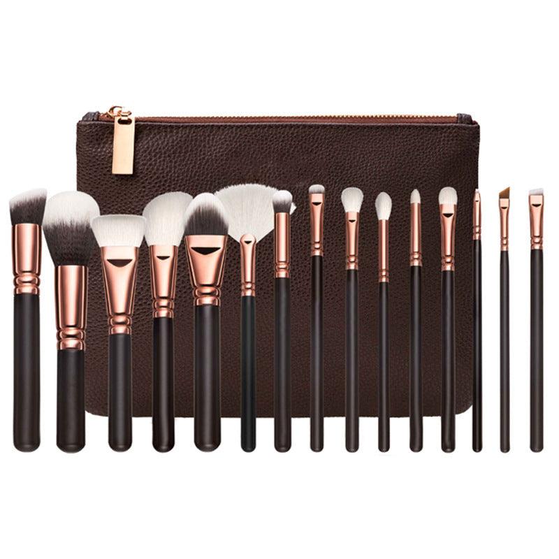 15 Makeup Brush With Bag Rose Gold Makeup Brush Multi-function Makeup Tool Set - fadidesign