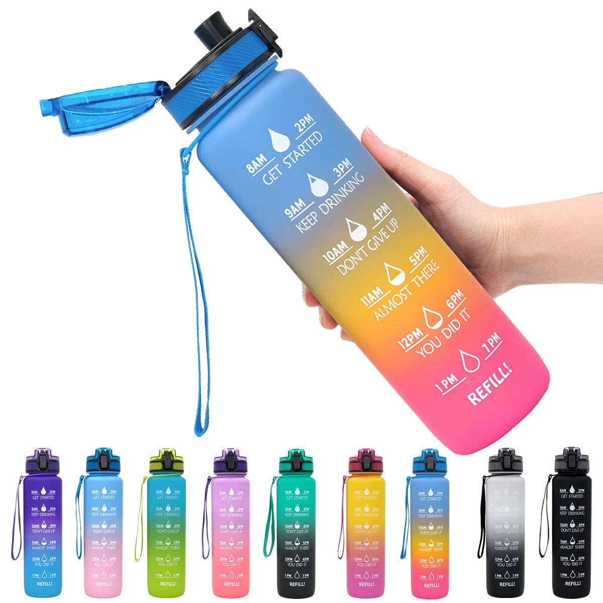 1L Tritan Water Bottle With Time Marker Bounce Cover Motivational Water Bottle Cycling Leakproof Cup For Sports Fitness Bottles - fadidesign