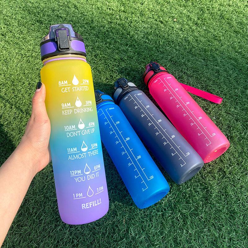 1L Tritan Water Bottle With Time Marker Bounce Cover Motivational Water Bottle Cycling Leakproof Cup For Sports Fitness Bottles - fadidesign