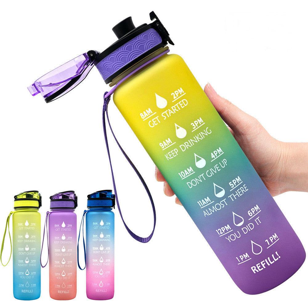 1L Tritan Water Bottle With Time Marker Bounce Cover Motivational Water Bottle Cycling Leakproof Cup For Sports Fitness Bottles - fadidesign