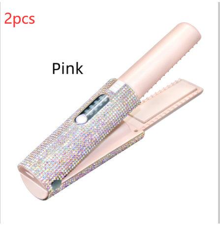 2-In-1 Electric USB Hair Straightening Brush Straightener Brush Multifunctional Comb Straightening Styler Hair Curler - fadidesign