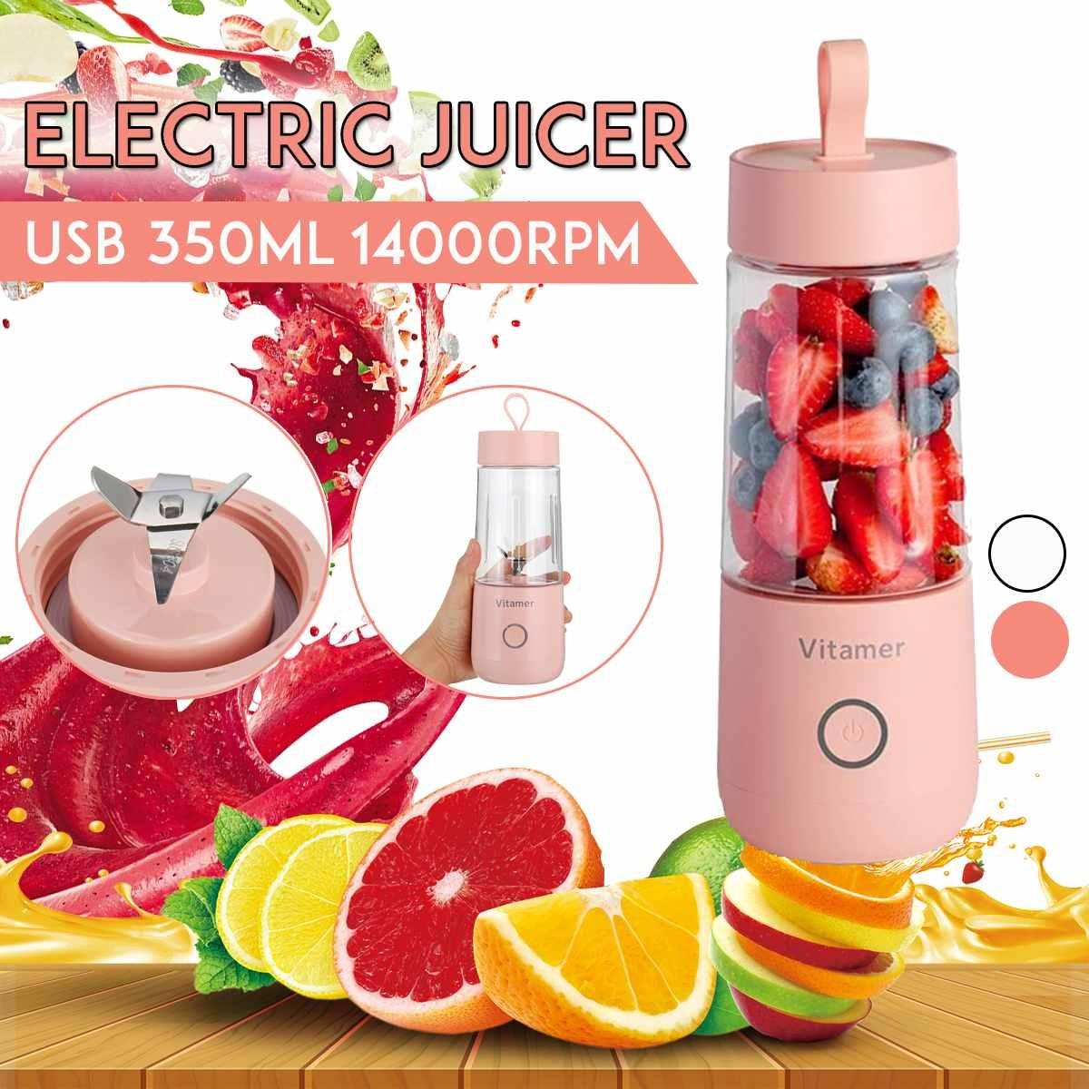 350ml Portable Blender Juicer Electric USB Rechargeable Mixer Smoothie Slushy Cup Juice Blender Bottle USB Charging Kitchen Gadgets - fadidesign