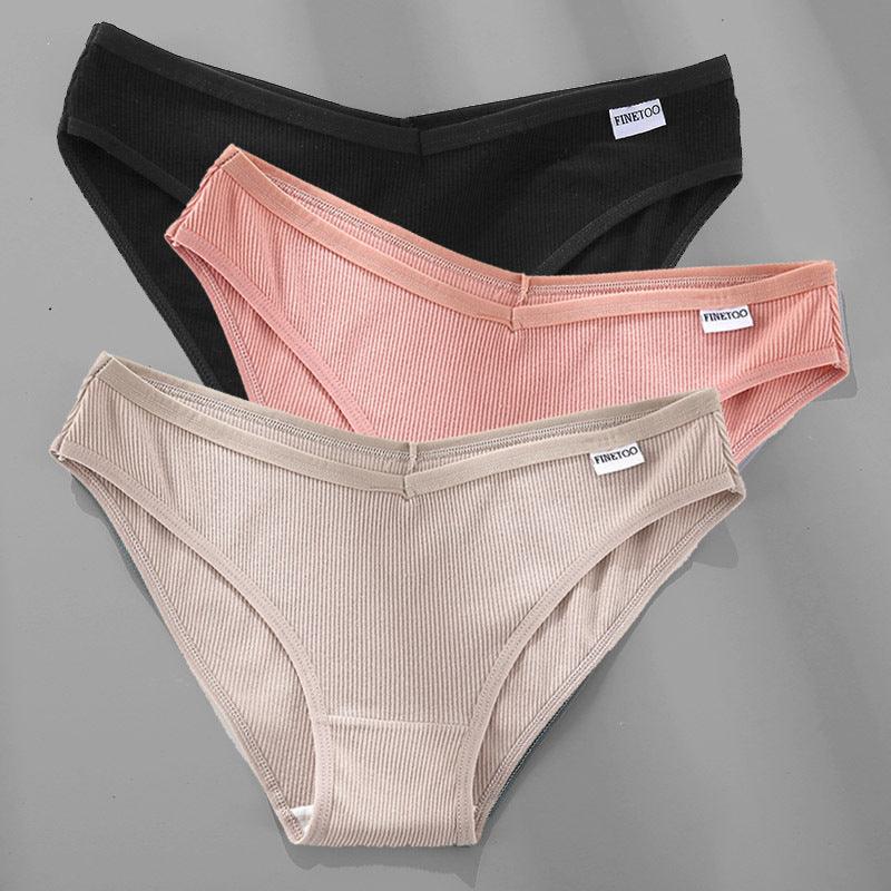 3PCS M-4XL Cotton Panties Female Underwear Sexy Women Briefs - fadidesign