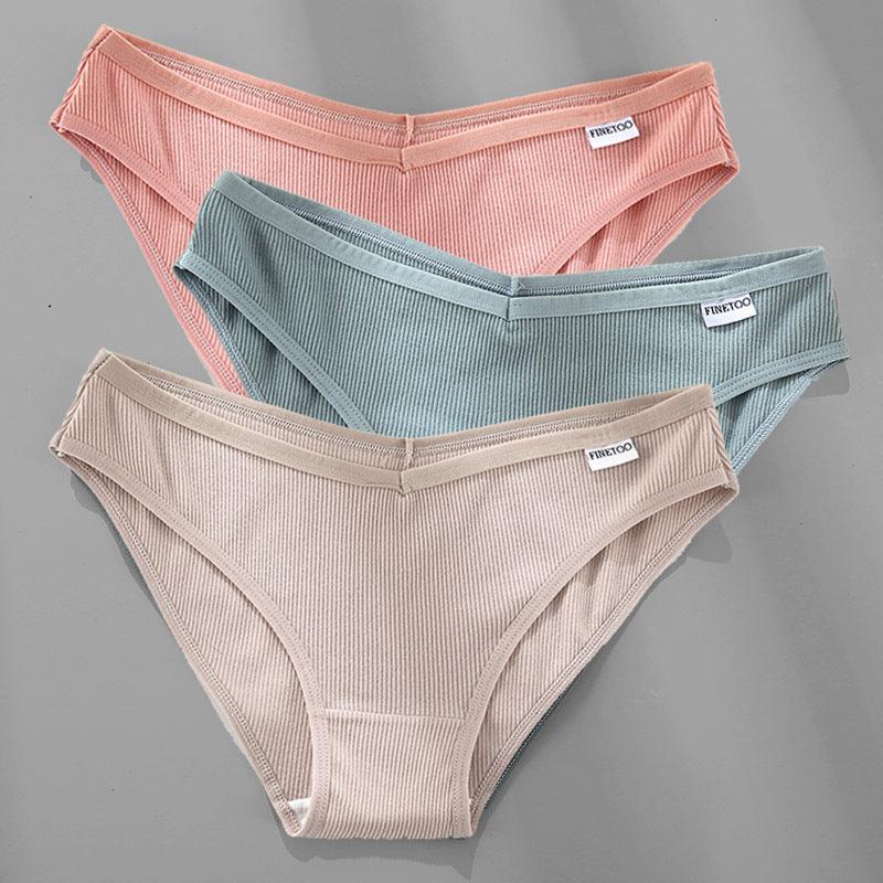 3PCS M-4XL Cotton Panties Female Underwear Sexy Women Briefs - fadidesign