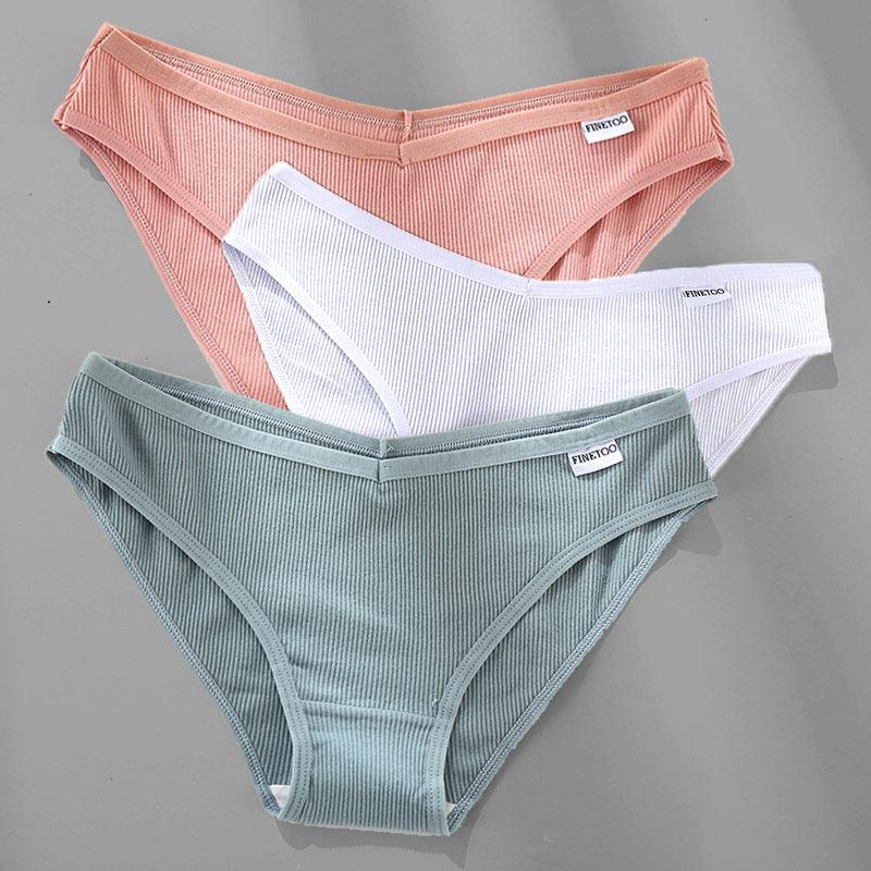 3PCS M-4XL Cotton Panties Female Underwear Sexy Women Briefs - fadidesign