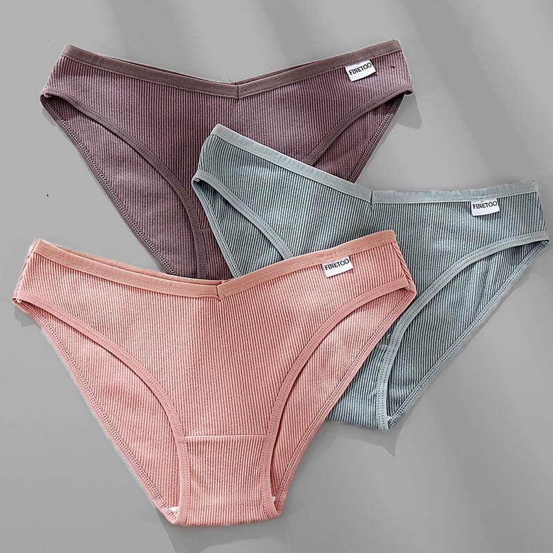 3PCS M-4XL Cotton Panties Female Underwear Sexy Women Briefs - fadidesign