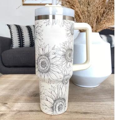 40 Oz Tumbler With Handle Straw Insulated, Stainless Steel Spill Proof Vacuum Coffee Cup Tumbler With Lid Tapered Mug Gifts For Valentine Lover Suitable For Car Gym Office Travel - fadidesign