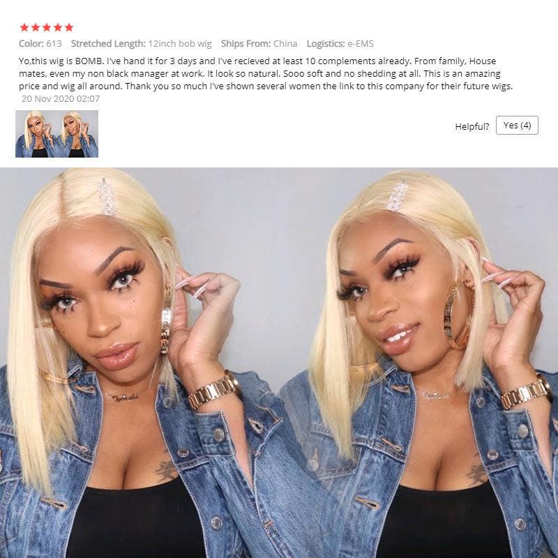 613 Blonde Bob Wig Short Straight Human Hair Wigs For Women - fadidesign