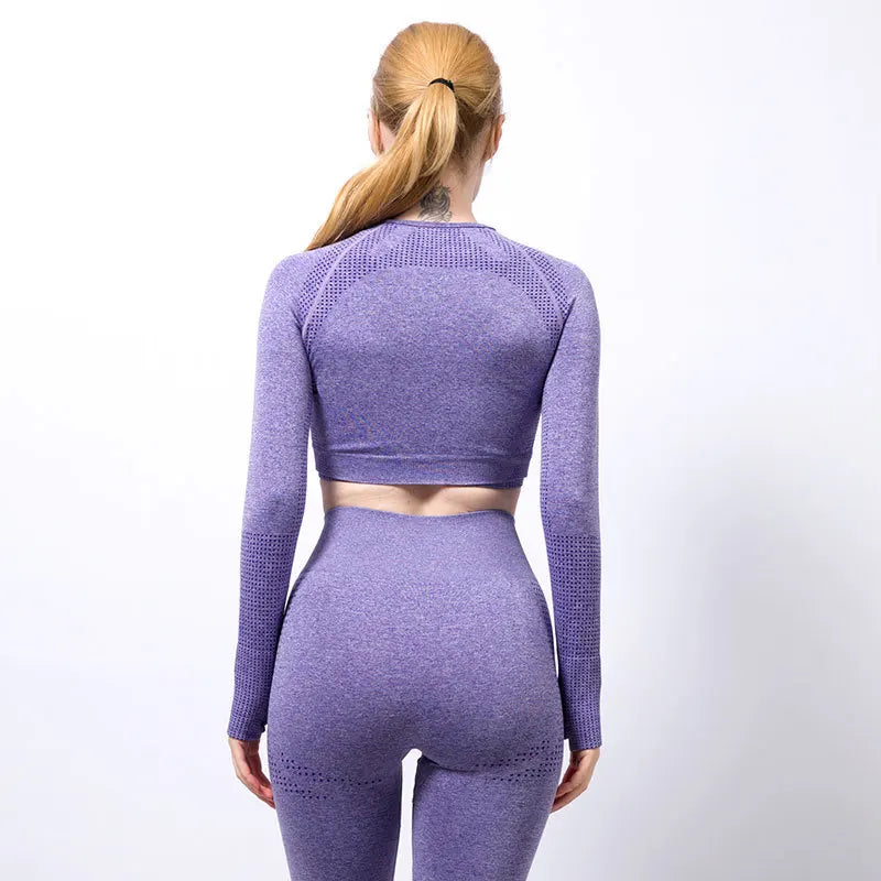 Seamless Yoga Set Women Gym Clothing Fitness Sports Suits Sports Bra Crop Top Shirts High Waist Leggings Workout Sportswear