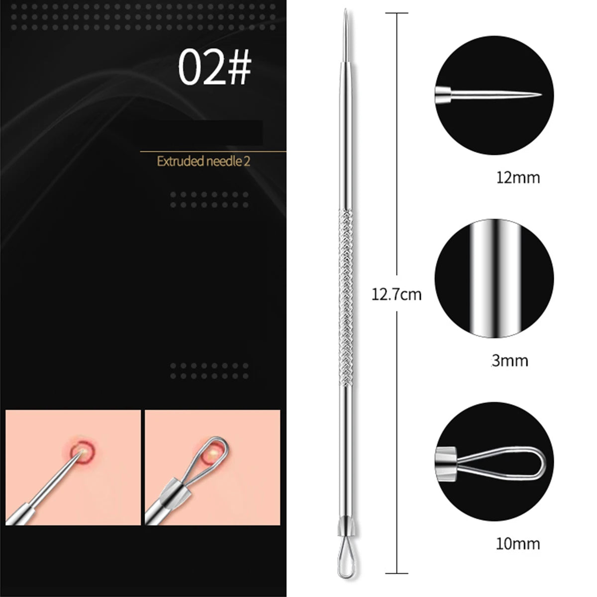 4PCS Acne Blackhead Comedone Black Spot Pimple Blemish Remover Skin Care Women Beauty Acne Treatment Pore Cleanser Needle Hook