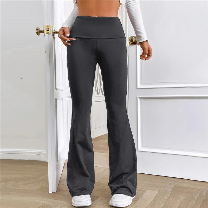 Women Flare Leggings High Waist Wide Leg Pants Women Gym Sports Yoga Pants Dance Trousers Retro Streetwear Push Up Pants