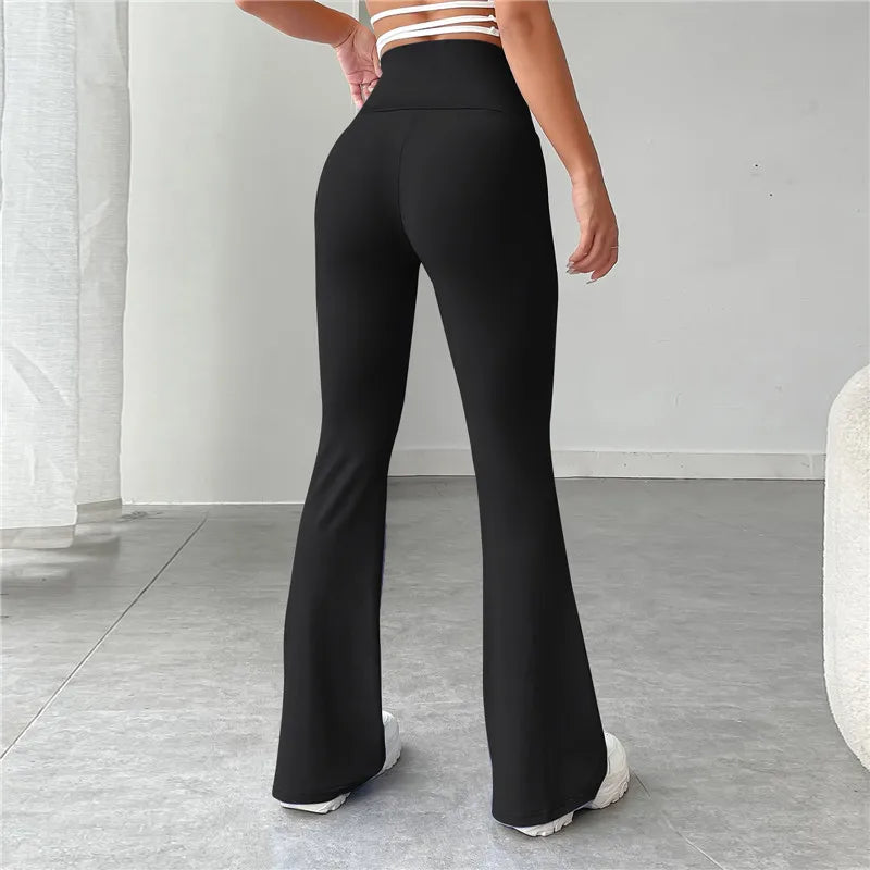 Women Flare Leggings High Waist Wide Leg Pants Women Gym Sports Yoga Pants Dance Trousers Retro Streetwear Push Up Pants