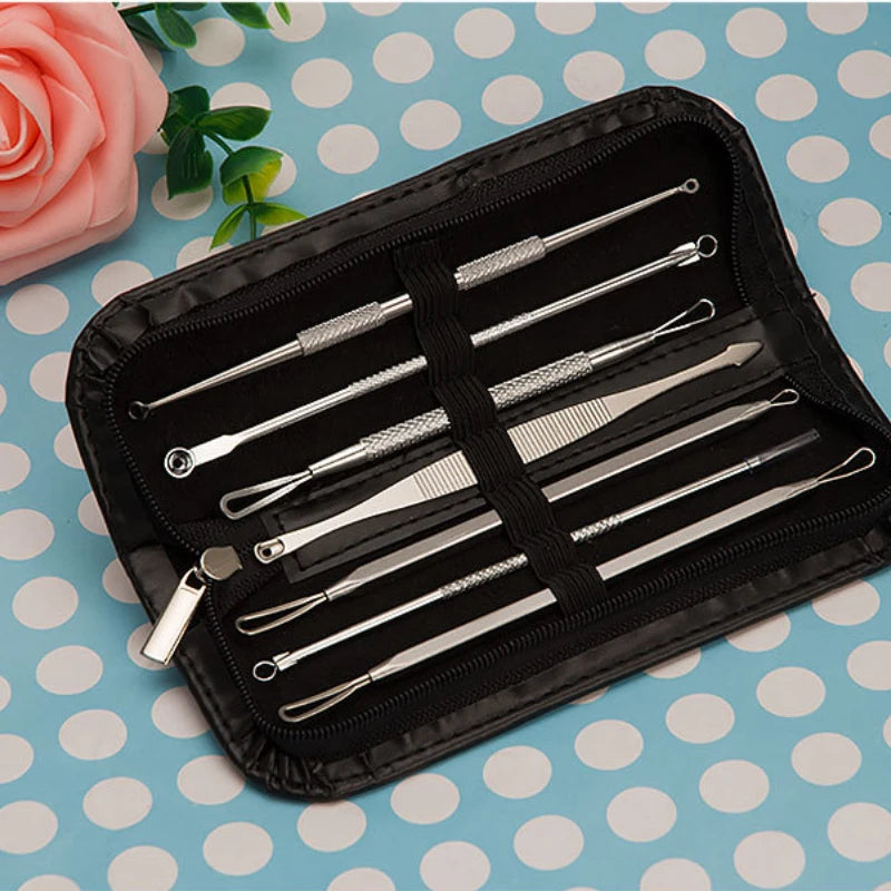 7 Pcs Stainless Steel Blackhead Remover Tool Kit Professional Blackhead Acne Comedone Pimple Blemish Extractor Beauty Tool