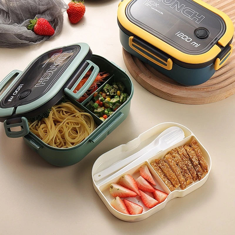 Double bed bento box, Japanese microwave lunch box, office worker fat reduction meal compartment lunch box