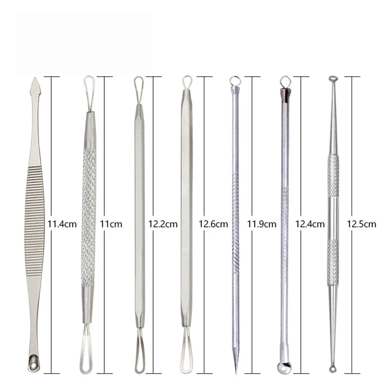 7 Pcs Stainless Steel Blackhead Remover Tool Kit Professional Blackhead Acne Comedone Pimple Blemish Extractor Beauty Tool