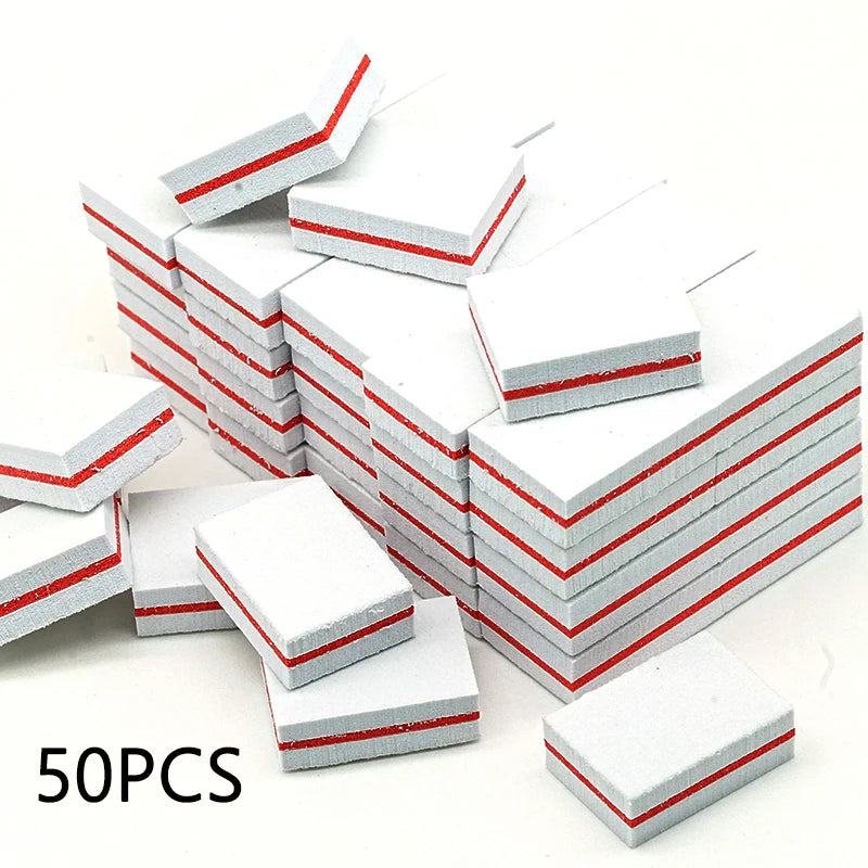 50Pc Professional Mini Nail Art buffer 100/180 Sandpaper Manicure Care File Sanding Polishing Nails File Grinding Equipment Tool