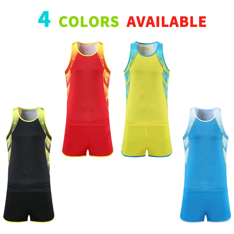 Men & Women Running Clothes Professional Field Track Suit Quick Dry Breathable Athletic Marathon Jogging Training Vest Shorts