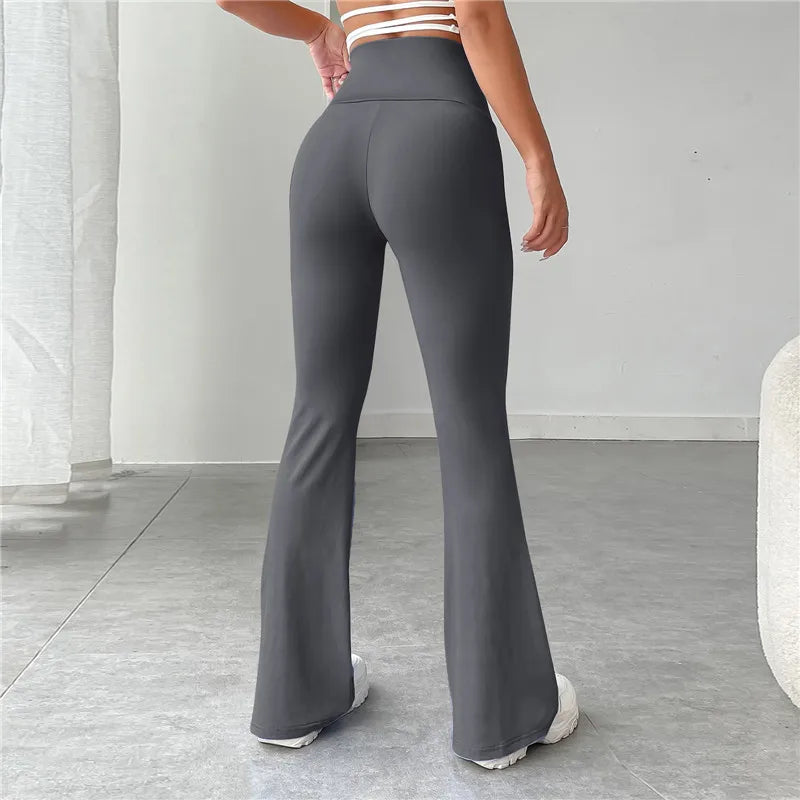 Women Flare Leggings High Waist Wide Leg Pants Women Gym Sports Yoga Pants Dance Trousers Retro Streetwear Push Up Pants