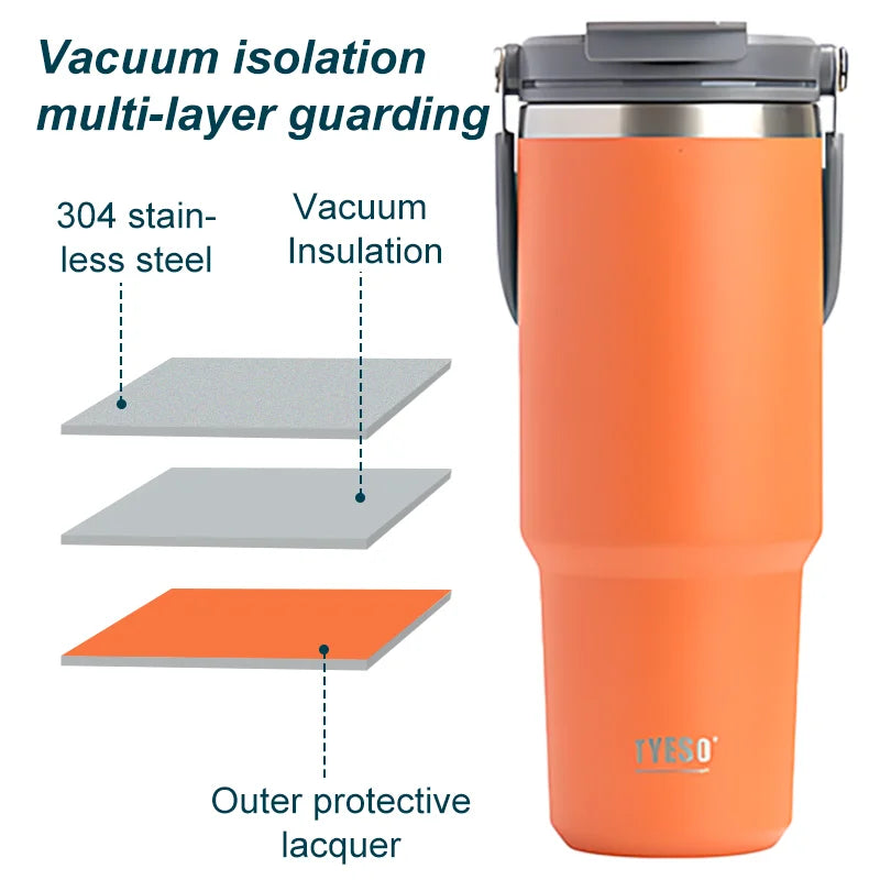 600/750/900ml Stainless Steel Thermos Bottle Tyeso Coffee Cup Insulation Cold And Hot Travel Fitness Mug Leakproof Vacuum Flask