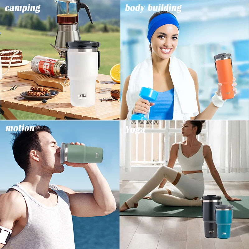 600/750/900ml Stainless Steel Thermos Bottle Tyeso Coffee Cup Insulation Cold And Hot Travel Fitness Mug Leakproof Vacuum Flask