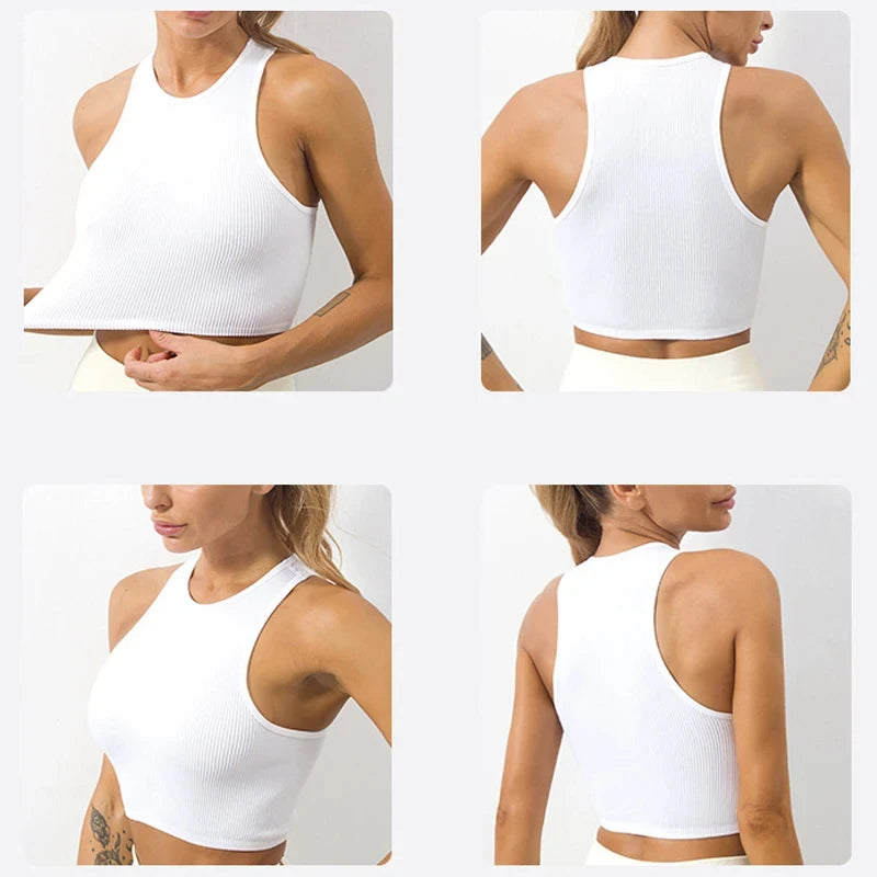 Fitness Casual Y2k Tops Round Neck Fashion Solid Color Skinny Stretch Outdoors 2023 Crop Top Thread