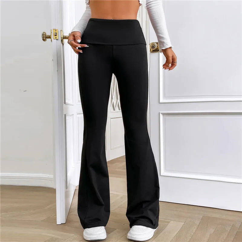 Women Flare Leggings High Waist Wide Leg Pants Women Gym Sports Yoga Pants Dance Trousers Retro Streetwear Push Up Pants