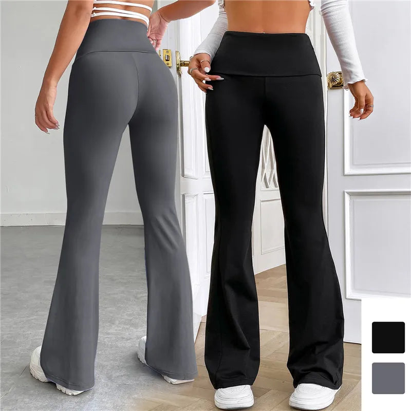 Women Flare Leggings High Waist Wide Leg Pants Women Gym Sports Yoga Pants Dance Trousers Retro Streetwear Push Up Pants