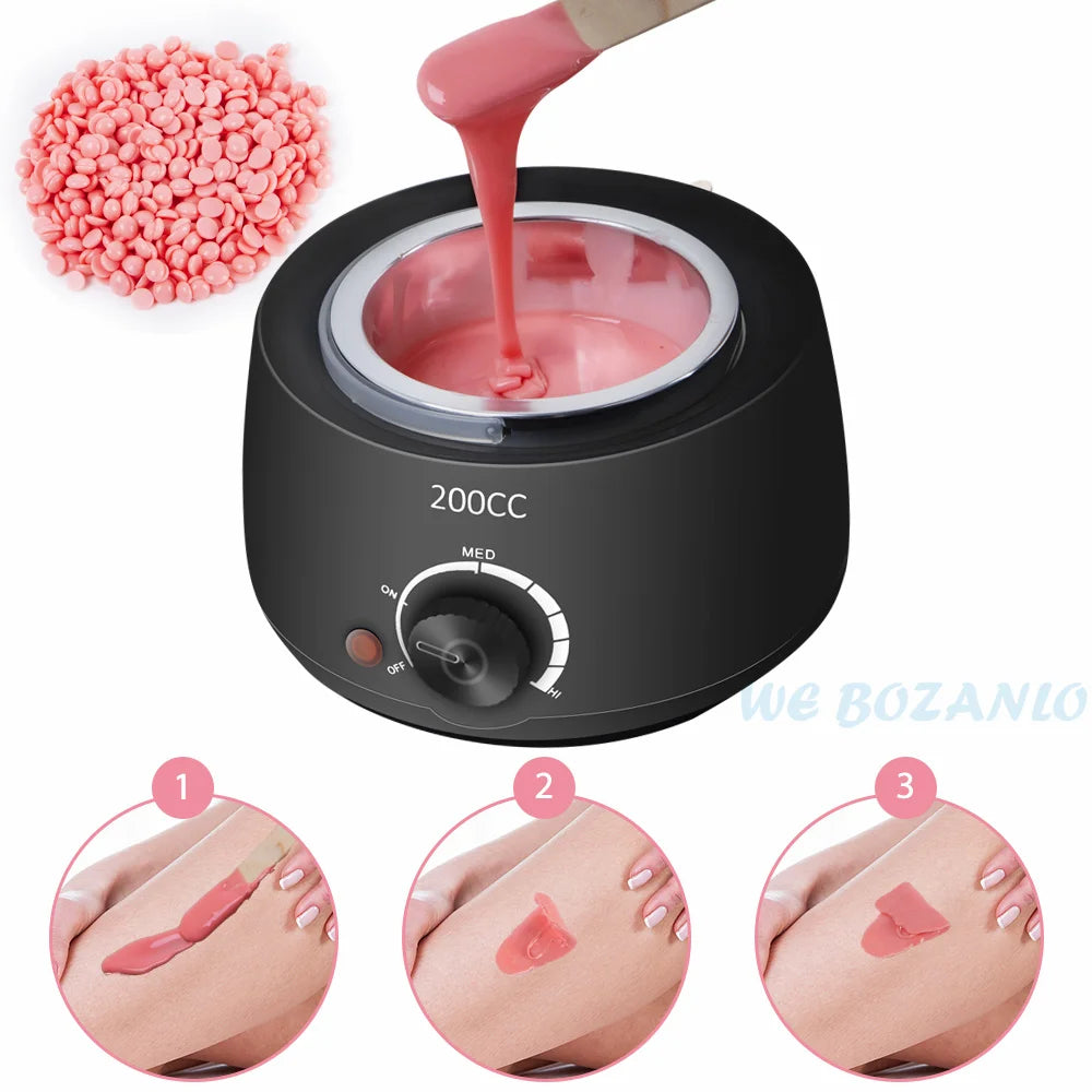 200CC Wax Heater Warmer Hair Removal Machine For Hand Foot Body SPA Epilator Paraffin Wax Pot +Wax Beans + Wood Sticks