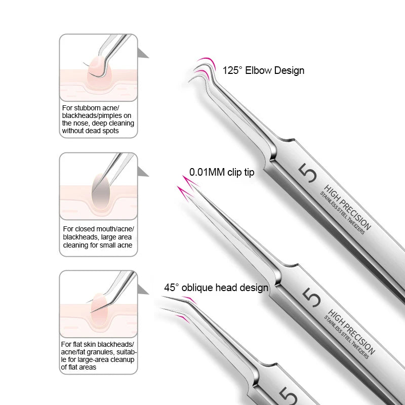 Cell Pimples Blackhead Remover Clip Ultra-fine Tweezers Black Dots Blackhead Extractor Acne Needle Facial Cleaner Skin Care Tool