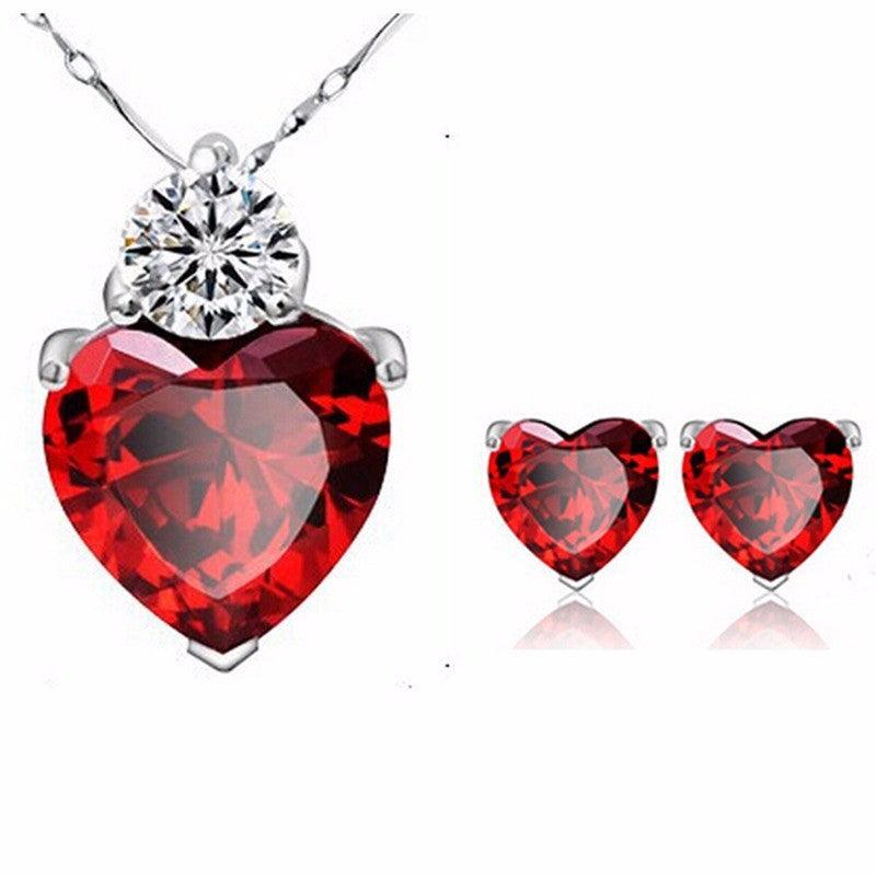 Aliexpress selling jewelry red peach Earring Necklace bride jewelry set Taobao supply - fadidesign