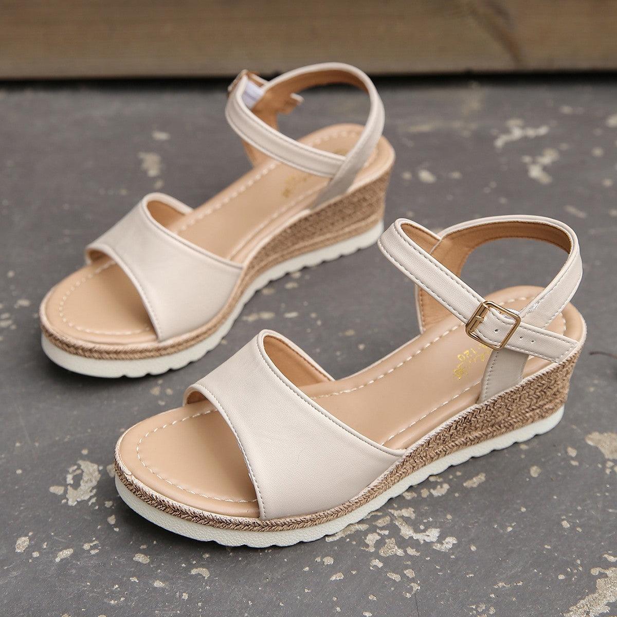 Ankle Buckle Wedges Sandals For Women Summer Platform Shoes - fadidesign