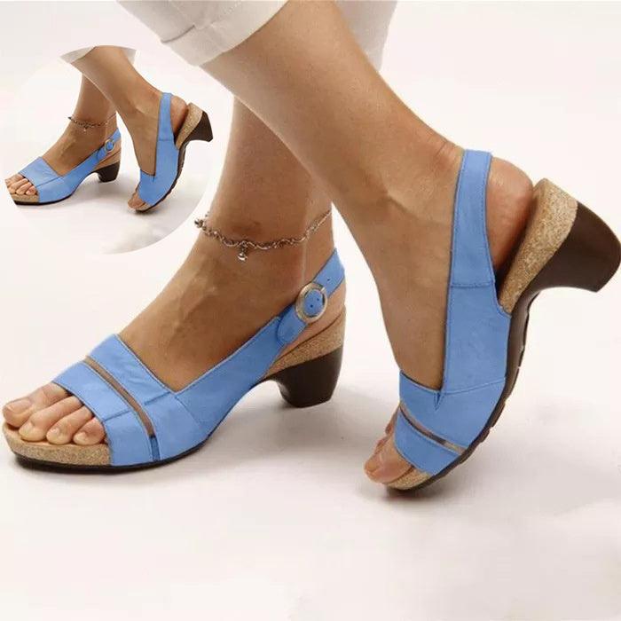 Ankle Strap Sandals Summer Low Heel Peep Toe Shoes Women - fadidesign