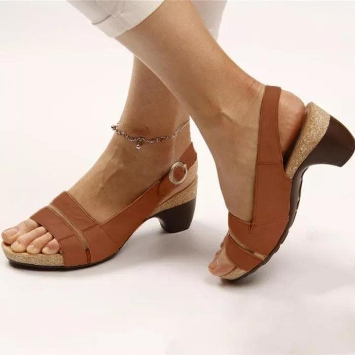 Ankle Strap Sandals Summer Low Heel Peep Toe Shoes Women - fadidesign