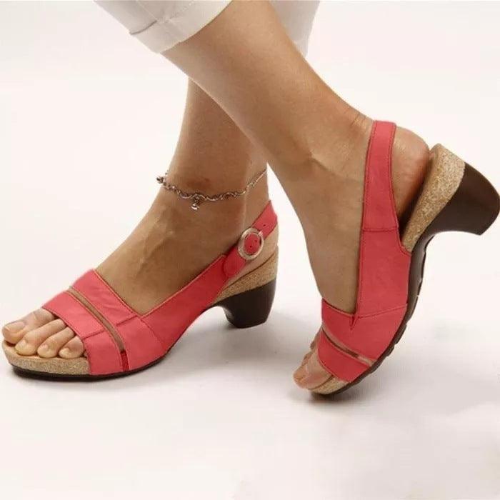 Ankle Strap Sandals Summer Low Heel Peep Toe Shoes Women - fadidesign