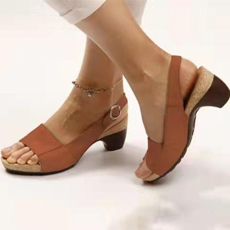 Ankle Strap Sandals Summer Low Heel Peep Toe Shoes Women - fadidesign