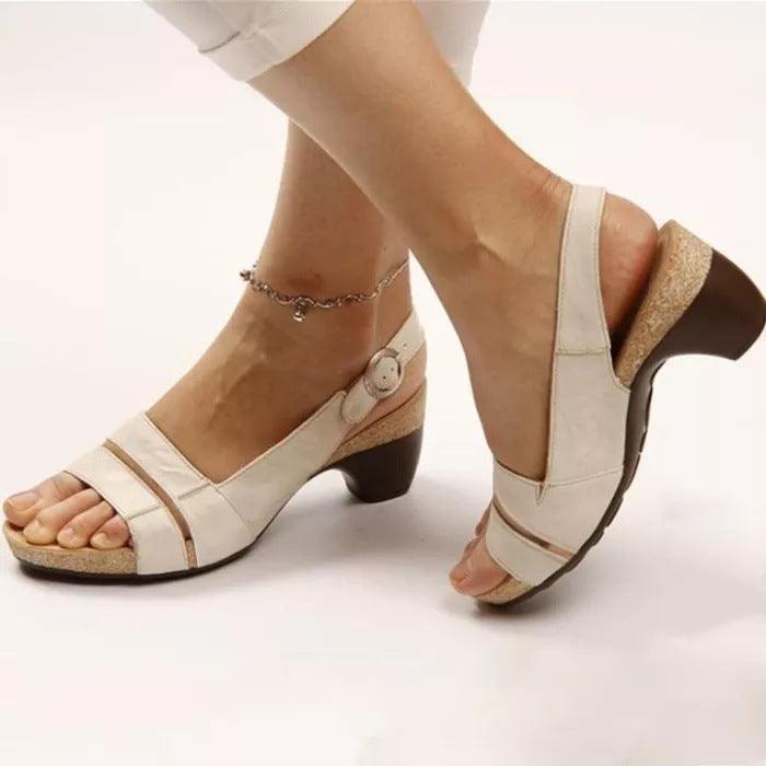 Ankle Strap Sandals Summer Low Heel Peep Toe Shoes Women - fadidesign