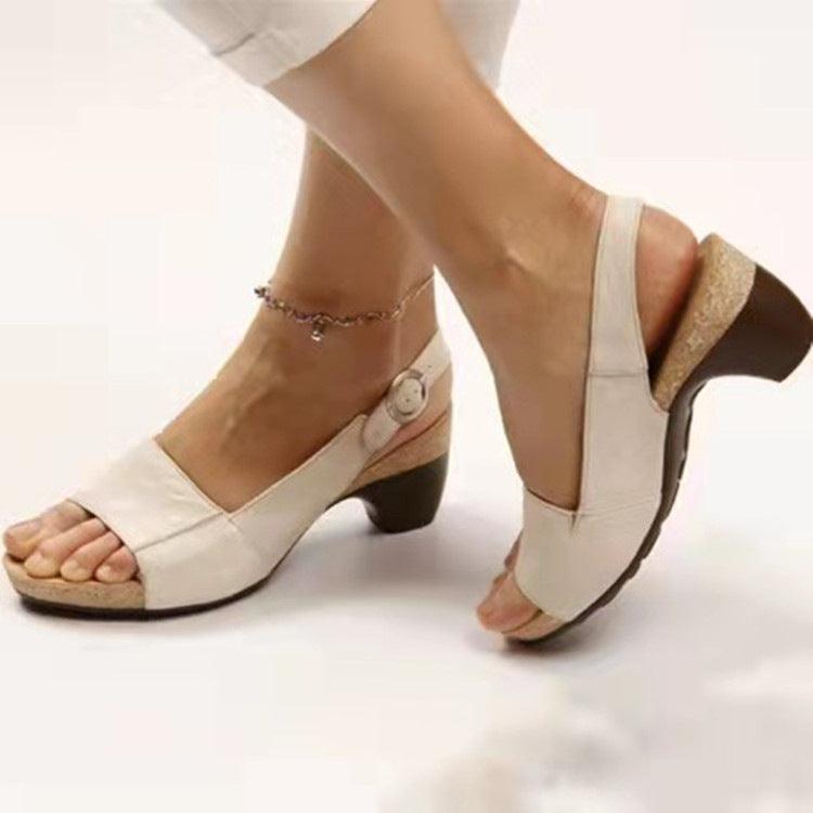 Ankle Strap Sandals Summer Low Heel Peep Toe Shoes Women - fadidesign