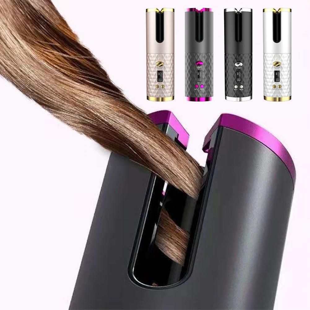 Electric LCD Display Automatic Rotating Cordless Hair Curler Fast Curling Iron Tongs Portable USB Rechargeable With Comb Safe USB Cordless Automatic Rotating Hair Curler Hair Waver Curling Iron - fadidesign