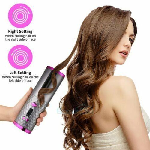 Electric LCD Display Automatic Rotating Cordless Hair Curler Fast Curling Iron Tongs Portable USB Rechargeable With Comb Safe USB Cordless Automatic Rotating Hair Curler Hair Waver Curling Iron - fadidesign