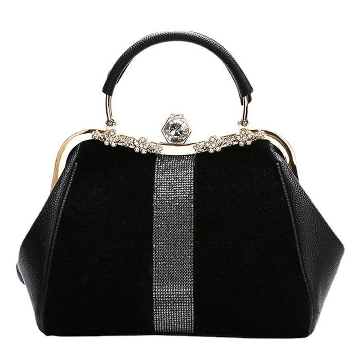 Autumn And Winter Diamond-embedded All-match Horse Hair-like Handbag - fadidesign