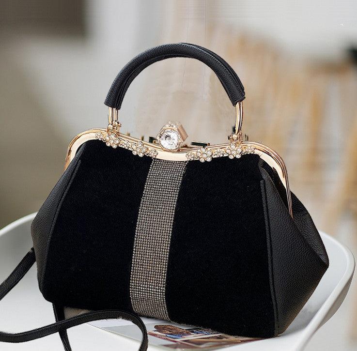 Autumn And Winter Diamond-embedded All-match Horse Hair-like Handbag - fadidesign