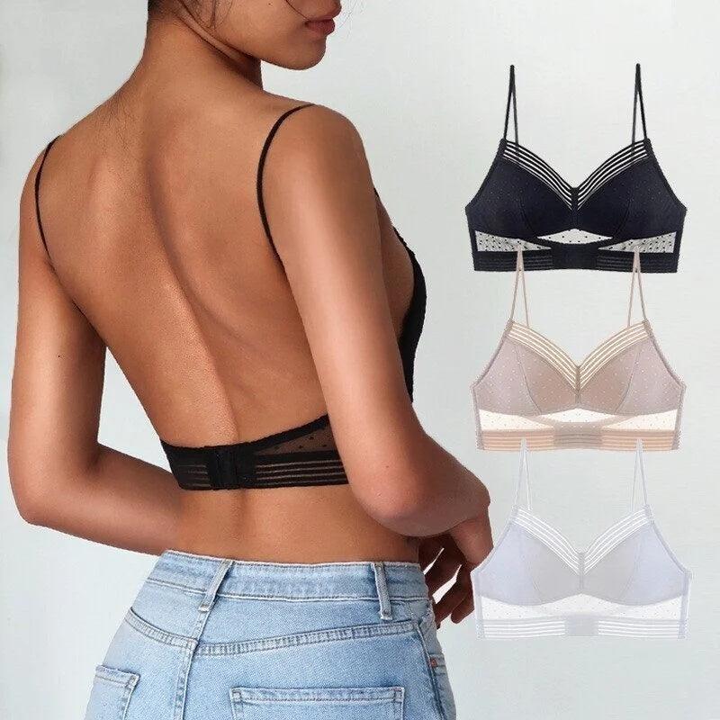 Backless Bra Invisible Bralette Thin Lace Wedding Bras Low Back Underwear Push Up Brassiere Women Seamless Lingerie Sexy BH Top - fadidesign