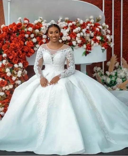 Ball Gown Wedding Dress Long Sleeves Bridal Gown - fadidesign