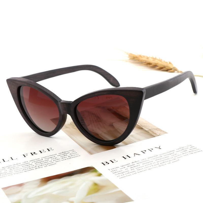 Bamboo Wood Glasses Fashion Ladies Cat Eye Polarized Sunglasses - fadidesign